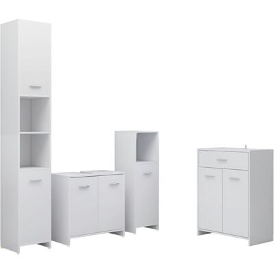 vidaXL Bathroom Furniture Set 4 Piece White - Bathroom Furniture vidaXL Bathroom Furniture Set 4 Piece White - Bathroom Furniture