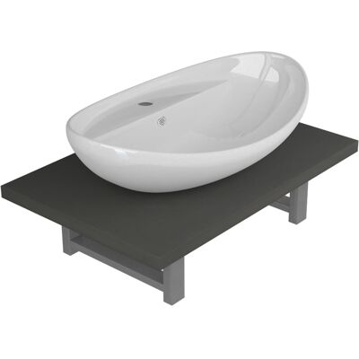 vidaXL Bathroom Oval Basin Ceramic Wall Shelf - Bathroom Furniture Set vidaXL Bathroom Oval Basin Ceramic Wall Shelf - Bathroom Furniture Set