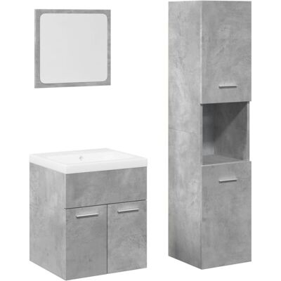 vidaXL Bathroom Furniture Set Concrete Grey Engineered Wood - Bathroom Type vidaXL Bathroom Furniture Set Concrete Grey Engineered Wood - Bathroom Type