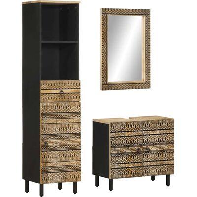 vidaXL Mango Bathroom Furniture Set - 3 Piece Solid Wood vidaXL Mango Bathroom Furniture Set - 3 Piece Solid Wood
