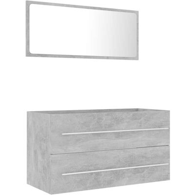 VidaXL Bathroom Furniture Set - Plywood, Grey Concrete - Bathroom Furniture Set VidaXL Bathroom Furniture Set - Plywood, Grey Concrete - Bathroom Furniture Set