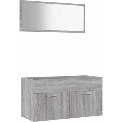 vidaXL Grey Sonoma Bathroom Furniture Set 2-Piece - Bathroom Furniture Set vidaXL Grey Sonoma Bathroom Furniture Set 2-Piece - Bathroom Furniture Set