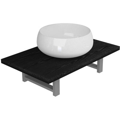 vidaXL 2-Tlg. Bathroom Furniture Set - Black - 60cm Shelf & Round Ceramic Sink vidaXL 2-Tlg. Bathroom Furniture Set - Black - 60cm Shelf & Round Ceramic Sink