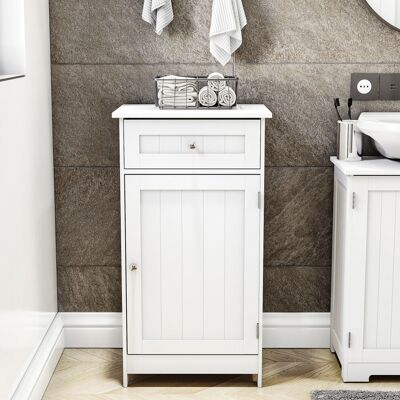 Bath Vida (White) Bathroom Cabinet 1 Door 1 Drawer Storage Unit FSC Bath Vida (White) Bathroom Cabinet 1 Door 1 Drawer Storage Unit FSC
