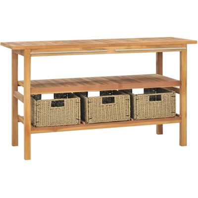 vidaXL Bathroom Cabinet with 3 Baskets Teak Wood 132x45x75cm vidaXL Bathroom Cabinet with 3 Baskets Teak Wood 132x45x75cm