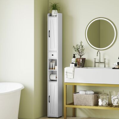 HOMCOM Tall Bathroom Storage Cabinet Slim Bathroom Cabinet with Drawer White HOMCOM Tall Bathroom Storage Cabinet Slim Bathroom Cabinet with Drawer White