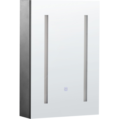 Beliani Bathroom Mirror Cabinet Black - Wall Mounted, LED, 40x60cm Beliani Bathroom Mirror Cabinet Black - Wall Mounted, LED, 40x60cm