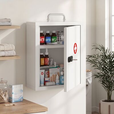 HOMCOM Medicine Cabinet, Medical Cabinet w/ Combination and Key Lock, White HOMCOM Medicine Cabinet, Medical Cabinet w/ Combination and Key Lock, White