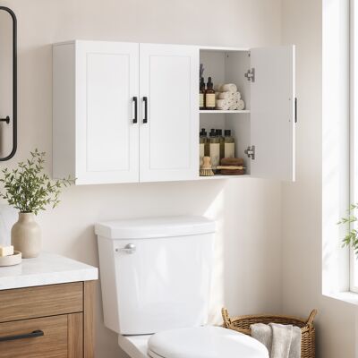HOMCOM Wall Mounted Bathroom Cabinet with Adjustable Shelves, White HOMCOM Wall Mounted Bathroom Cabinet with Adjustable Shelves, White