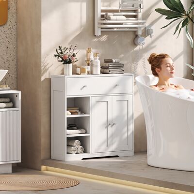 HOMCOM Bathroom Floor Cabinet, Bathroom Cabinet with Drawer and Door, White HOMCOM Bathroom Floor Cabinet, Bathroom Cabinet with Drawer and Door, White