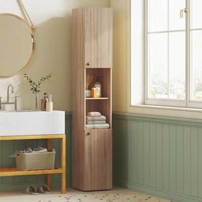 HOMCOM 182 cm Tall Bathroom Cabinet with Adjustable Shelves, Natural HOMCOM 182 cm Tall Bathroom Cabinet with Adjustable Shelves, Natural