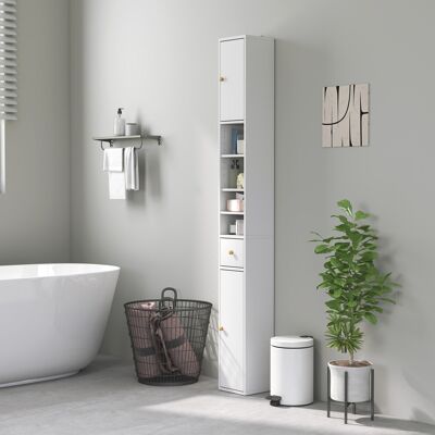 HOMCOM Tall Bathroom Cabinet with Drawer and Adjustable Shelves, White HOMCOM Tall Bathroom Cabinet with Drawer and Adjustable Shelves, White