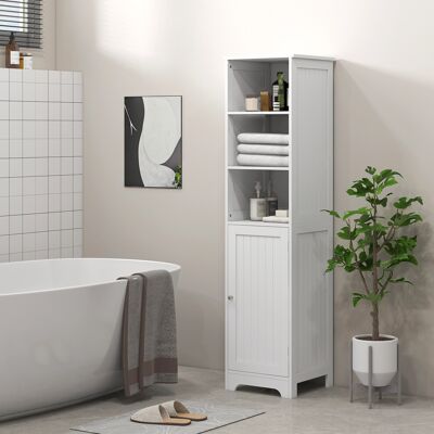 HOMCOM Freestanding Bathroom Tall Cabinet with Adjustable Shelf, White HOMCOM Freestanding Bathroom Tall Cabinet with Adjustable Shelf, White
