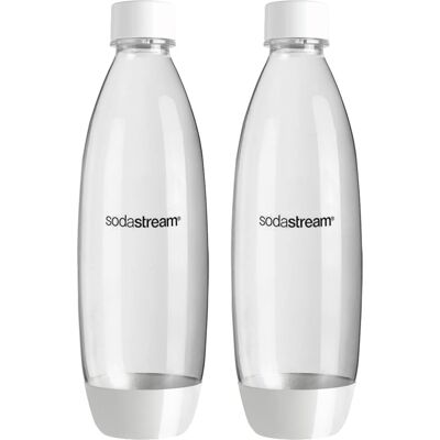 SodaStream 1L Twin Pack Dishwasher Safe Slim Bottle (White) SodaStream 1L Twin Pack Dishwasher Safe Slim Bottle (White)