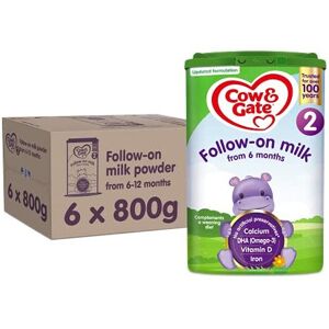 Cow & Gate 2 Follow On Baby Milk Powder Formula, 6-12 Months, 800g (Pack of 6) Cow & Gate 2 Follow On Baby Milk Powder Formula, 6-12 Months, 800g (Pack of 6)