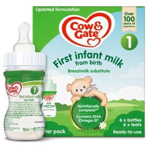 Cow & Gate 1 First Baby Milk Formula Starter Pack Ready to Use Liquid, from Birt Cow & Gate 1 First Baby Milk Formula Starter Pack Ready to Use Liquid, from Birt