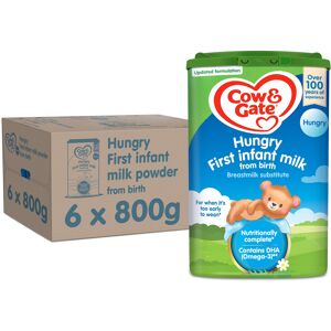 Cow & Gate Hungry Baby Milk Powder Formula 149740 - From Birth, 800g (Pack of 6) Cow & Gate Hungry Baby Milk Powder Formula 149740 - From Birth, 800g (Pack of 6)