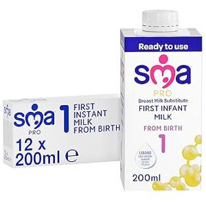 SMA First Infant Baby Milk, Pro from Birth, Ready to Use, Liquid Formula Milk, 2 SMA First Infant Baby Milk, Pro from Birth, Ready to Use, Liquid Formula Milk, 2