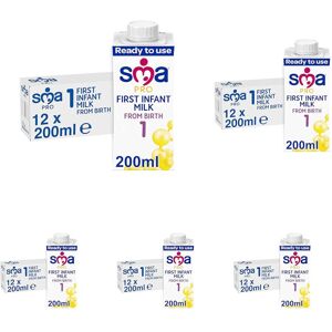 SMA PRO First Infant Baby Milk, From Birth, Ready to Drink, 200ml (Pack of 60) SMA PRO First Infant Baby Milk, From Birth, Ready to Drink, 200ml (Pack of 60)