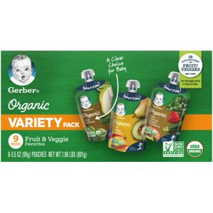Gerber Organic Variety Pack, 2nd Foods, Fruit & Veggie Favorites, 9 Pouches, 3. Gerber Organic Variety Pack, 2nd Foods, Fruit & Veggie Favorites, 9 Pouches, 3.