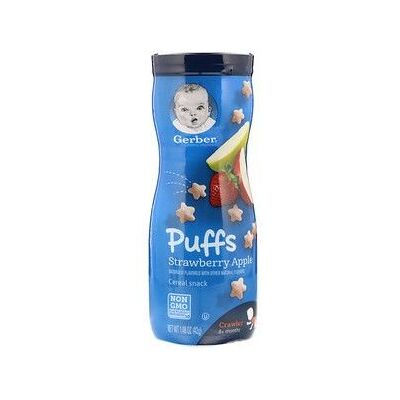 Gerber Puffs Cereal Snack, Crawler, 8+ Months, Strawberry Apple, 42 g Gerber Puffs Cereal Snack, Crawler, 8+ Months, Strawberry Apple, 42 g