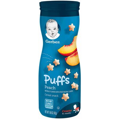 Gerber Puffs Cereal Snack, Crawler, 8+ Months, Peach, Crawler, 42 g Gerber Puffs Cereal Snack, Crawler, 8+ Months, Peach, Crawler, 42 g