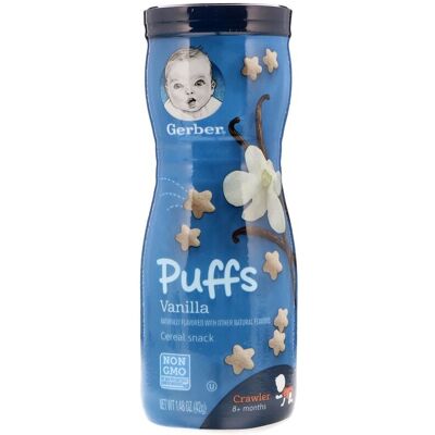 Gerber Puffs Cereal Snack for Babies 8+ Months, Vanilla, 42g - Melt-in-Your-Mout Gerber Puffs Cereal Snack for Babies 8+ Months, Vanilla, 42g - Melt-in-Your-Mout