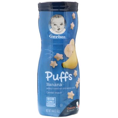 Gerber Puffs Cereal Snack, 8+ Months, Banana, 42g Gerber Puffs Cereal Snack, 8+ Months, Banana, 42g