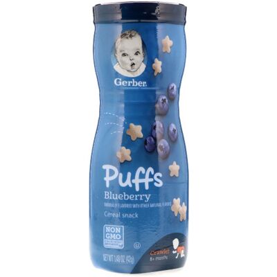 Gerber Puffs, Cereal Snack, 8+ Months, Blueberry, 42g Gerber Puffs, Cereal Snack, 8+ Months, Blueberry, 42g