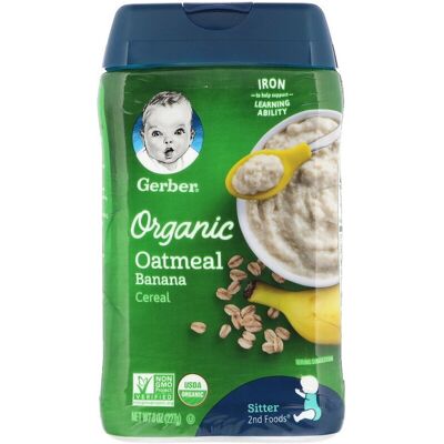 Gerber Organic Oatmeal Cereal, Banana , 8 oz (227 g) Gerber Organic Oatmeal Cereal, Banana , 8 oz (227 g)