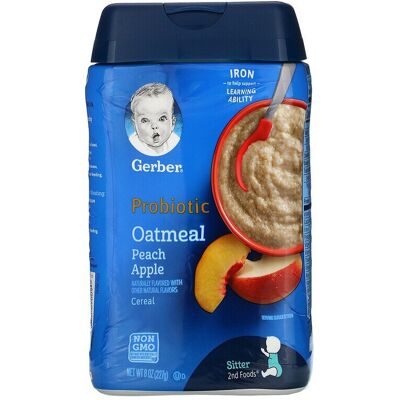 Gerber Probiotic Oatmeal Cereal, Peach Apple, 8 oz (227 g) Gerber Probiotic Oatmeal Cereal, Peach Apple, 8 oz (227 g)