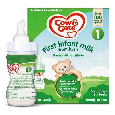 Cow & Gate 1 First Baby Milk Formula Starter Pack Ready to Use Liquid, from Birt Cow & Gate 1 First Baby Milk Formula Starter Pack Ready to Use Liquid, from Birt