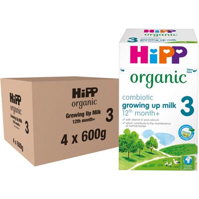 HiPP Organic 3 Growing up Baby Milk Powder Formula, From 12 Months, 600g (Pack o HiPP Organic 3 Growing up Baby Milk Powder Formula, From 12 Months, 600g (Pack o