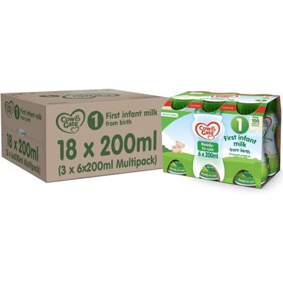 Cow & Gate 1 First Infant Baby Milk Ready to Use Liquid Formula, from Birth, 200 Cow & Gate 1 First Infant Baby Milk Ready to Use Liquid Formula, from Birth, 200