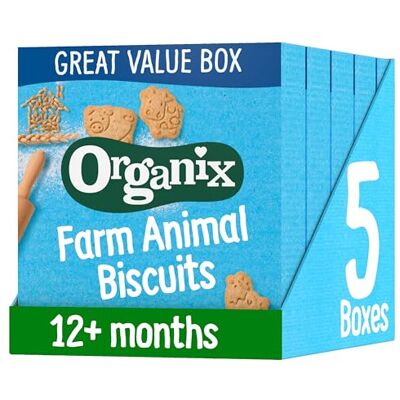 Organix Farm Animal Biscuits, Organic Toddler Snack, 12+ Months, 100 g (Pack of Organix Farm Animal Biscuits, Organic Toddler Snack, 12+ Months, 100 g (Pack of