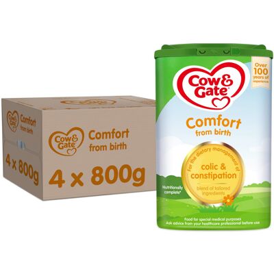 Cow & Gate Comfort Baby Milk Powder Formula, from Birth, 800 g (Pack of 4) Cow & Gate Comfort Baby Milk Powder Formula, from Birth, 800 g (Pack of 4)