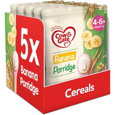 Cow & Gate Banana Porridge Baby Food Cereal, 4-6+ Months, 125g (Pack Cow & Gate Banana Porridge Baby Food Cereal, 4-6+ Months, 125g (Pack