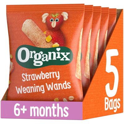 Organix Strawberry Weaning Wands, Organic Baby Snack, 6+ Months, Vegan, 25 g (Pa Organix Strawberry Weaning Wands, Organic Baby Snack, 6+ Months, Vegan, 25 g (Pa