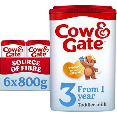 Cow & Gate 3 Toddler Baby Milk Powder Formula, 1-2 Years, 800 g (Pack of 6) - Pa Cow & Gate 3 Toddler Baby Milk Powder Formula, 1-2 Years, 800 g (Pack of 6) - Pa