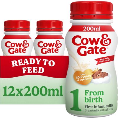 Cow & Gate 1 First Infant Baby Milk Ready to Use Liquid Formula, from Birth, 200 Cow & Gate 1 First Infant Baby Milk Ready to Use Liquid Formula, from Birth, 200