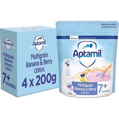 4 x 200g Aptamil Multigrain Banana & Berry Cereal From 7+ Months 4 x 200g Aptamil Multigrain Banana & Berry Cereal From 7+ Months