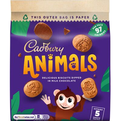 Cadbury Animals Mini Biscuits, Fun Animal Shaped Biscuits for Kids, 5 19.9 g Snack Packs Cadbury Animals Mini Biscuits, Fun Animal Shaped Biscuits for Kids, 5 19.9 g Snack Packs