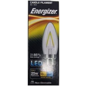 1 X Energizer Filament LED Candle Bulb 2.4W = 25W 250Lumen Warm White BC B22 [En 1 X Energizer Filament LED Candle Bulb 2.4W = 25W 250Lumen Warm White BC B22 [En