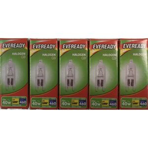 5 X EVEREADY HALOGEN 33W = 40W CAPSULES PUSH FIT LOOP PINS 5 X EVEREADY HALOGEN 33W = 40W CAPSULES PUSH FIT LOOP PINS