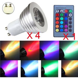 ERANPO 4 x GU10 3W 16 Color Changing RGB Dimmable LED Light Bulbs Lamp RC Remote Spot ERANPO 4 x GU10 3W 16 Color Changing RGB Dimmable LED Light Bulbs Lamp RC Remote Spot