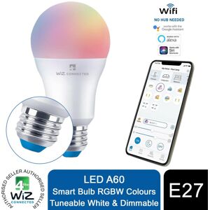 4lite WiZ Connected LED A60 Smart Bulb E27 RGBW Colours Tuneable White 4lite WiZ Connected LED A60 Smart Bulb E27 RGBW Colours Tuneable White