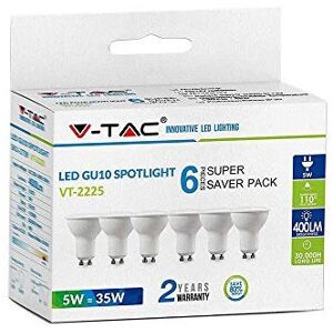 V-TAC GU10 LED Light Bulbs, Day White 4000K, 35W Halogen Spotlight Equivalent, 5 V-TAC GU10 LED Light Bulbs, Day White 4000K, 35W Halogen Spotlight Equivalent, 5