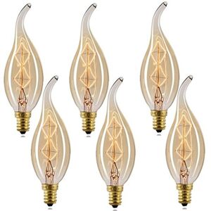 Perfet 6pcs 40W Incandescent Vintage Edison Lights Bulbs Candle E14 C35L Dimmable Decor Perfet 6pcs 40W Incandescent Vintage Edison Lights Bulbs Candle E14 C35L Dimmable Decor