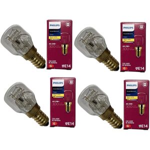 4 x PHILIPS Branded Oven 40w Lamp SES E14 Small Screw Cap 300 Cooker Light Bulb 4 x PHILIPS Branded Oven 40w Lamp SES E14 Small Screw Cap 300 Cooker Light Bulb