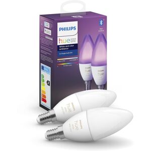 Philips Hue Twin Pack White and Colour Ambiance Candle LED Smart Bulb [E14 Ediso Philips Hue Twin Pack White and Colour Ambiance Candle LED Smart Bulb [E14 Ediso
